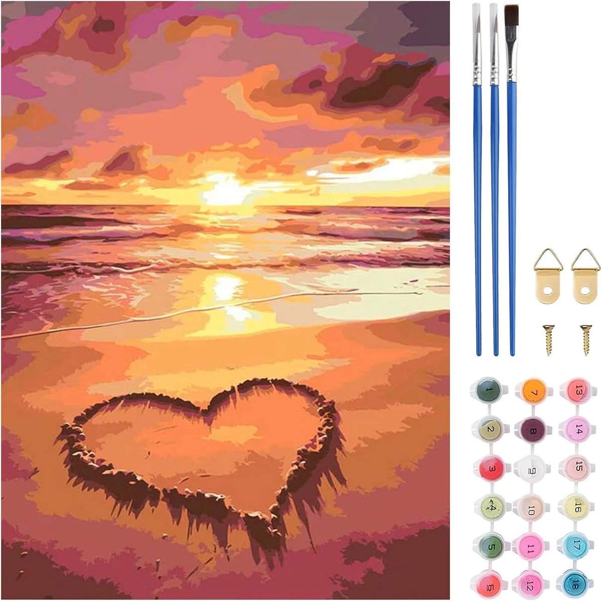 TLIOBLO Strand verf op nummer kit voor volwassenen, doe-het-zelf zonsondergang volwassenen schilderen op nummer kits - ShopVlot