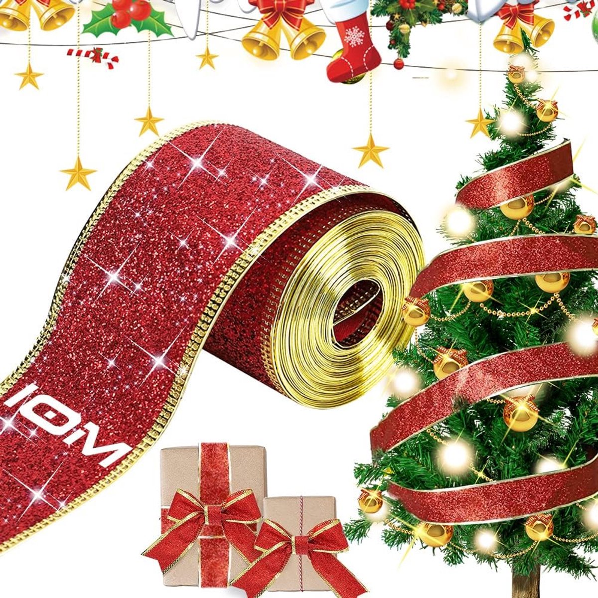 Kerstmis rood lint 63mm breed