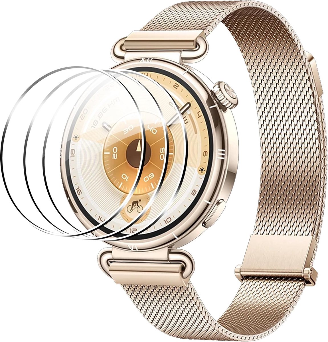 Set van 3 displaybescherming van gehard glas voor Huawei Watch GT 6, 41 mm, met positieframe, HD-gehard glas, krasbestendig, luchtbelvrij, eenvoudige installatie