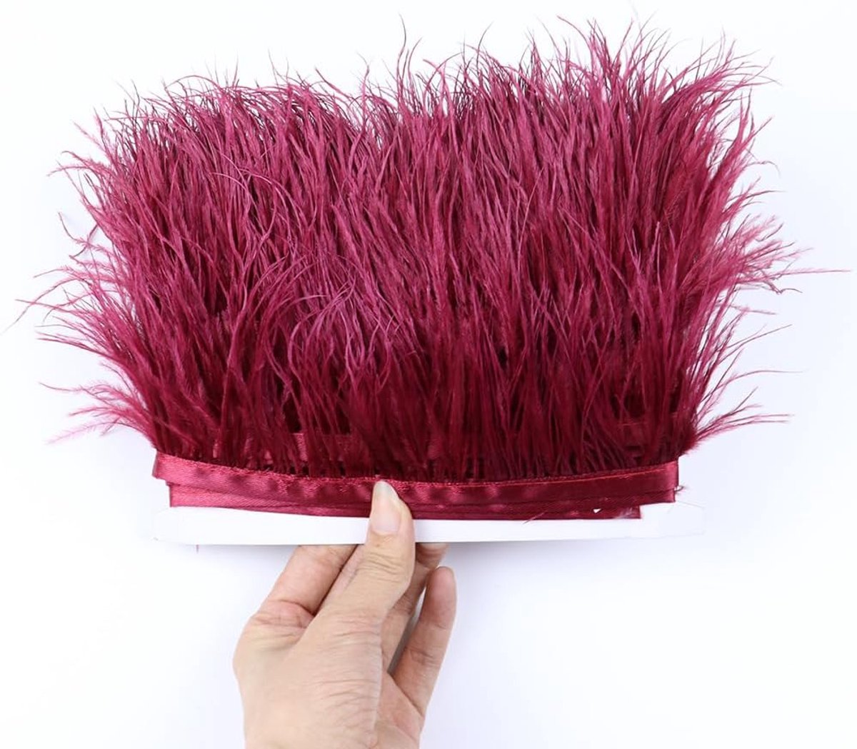 2 m Struisvogelveren, veren, fringen, trim, 6-8 cm breed, knutselveren, doe-het-zelf struisvogelveren, satijnen lint, franjes, struisvogelveren, rand voor kleding, doe-het-zelf naaien,