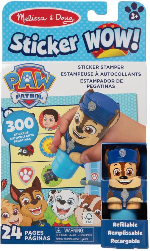 Melissa & Doug Sticker Wow! PAW Patrol Chase stickerstamper met 300 stickers en 24 pagina's.