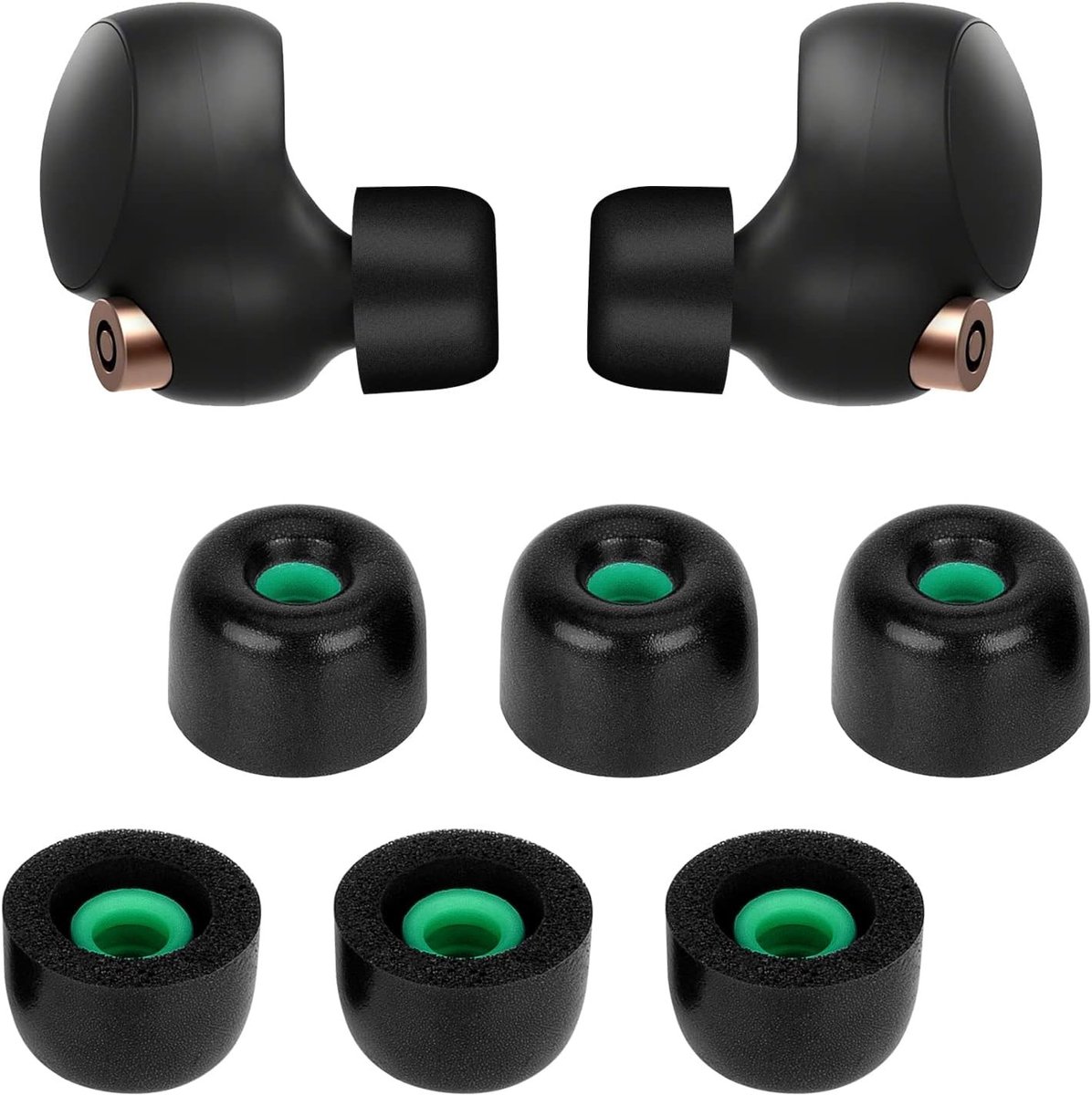 3 Paar Vervangende In-Ear Oordopjes, Gehoorcomfort, Zachte Padded Earbuds voor Draadloze Luisterervaring (M, Zwart)