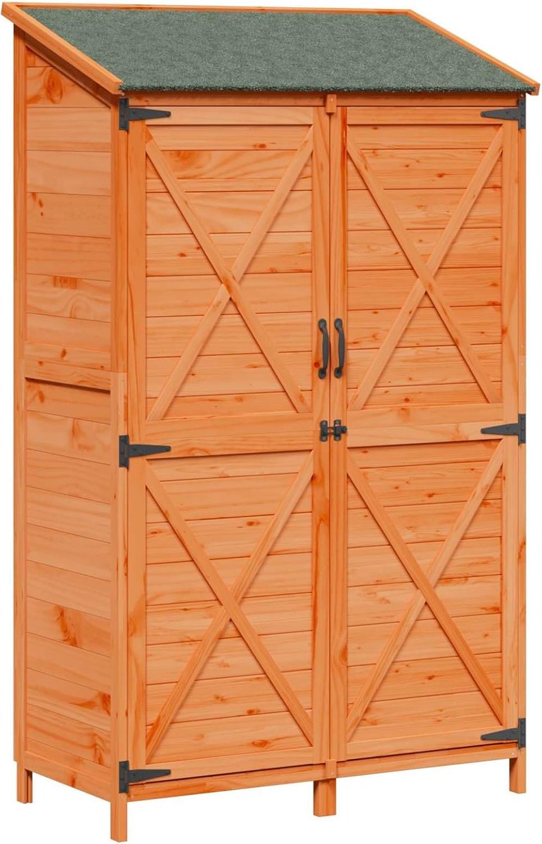 Tuinschuur bruin 106 x 56 x 176,5 cm massief hout sparren