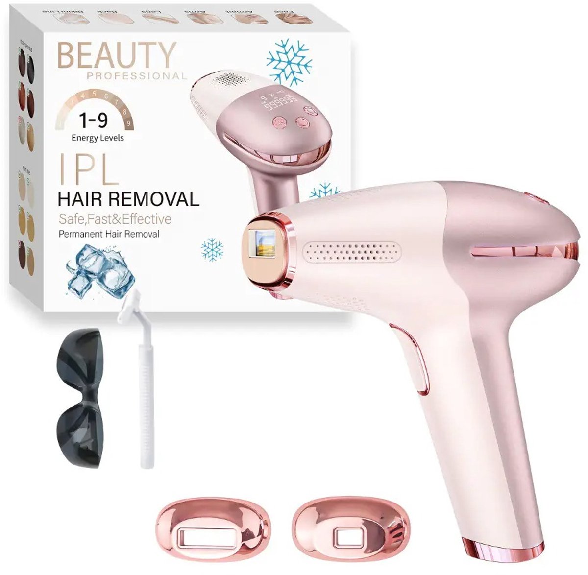 CheerPretty IPL Ontharingsapparaat met Ice Cooling - Laser Ontharing Apparaat Thuisgebruik - Draadloos Epileerapparaat Dames met 999.999 Flitsen - 9 Intensiteiten & Koelsysteem