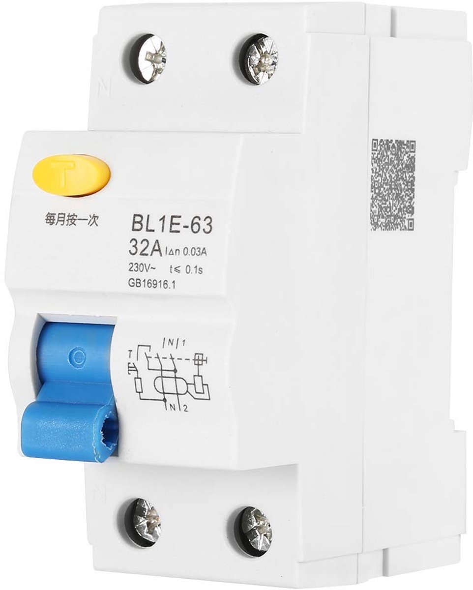 BuyWeek Power switch, differential switch, 32A, 230V, 6KA, 30MA, 230V, 1P+N, differential switch, DIN modules - ShopVlot