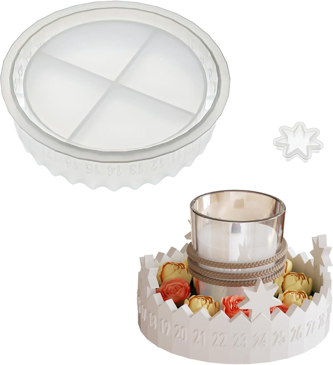 Silicone Mould, Advent Wreath, Christmas, Silicone Mould, Advent Calendar, Mould, Star, Candle Holder, Advent - ShopVlot