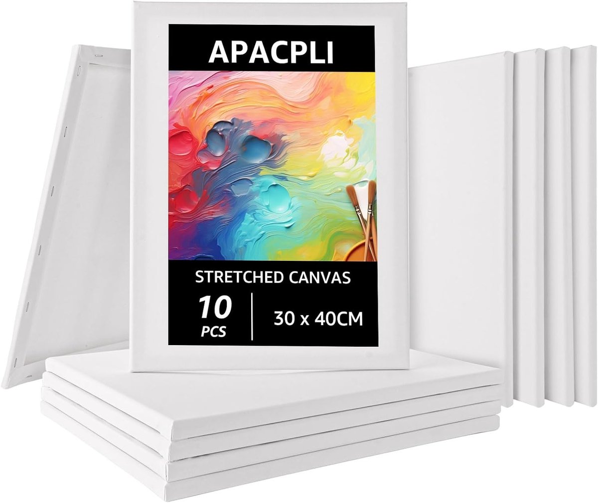 Set van 10 Schilderdoeken 30 x 40 cm - Stretcher Frames van Katoen voor Kunstenaars, Schilderen en Creatieve Projecten