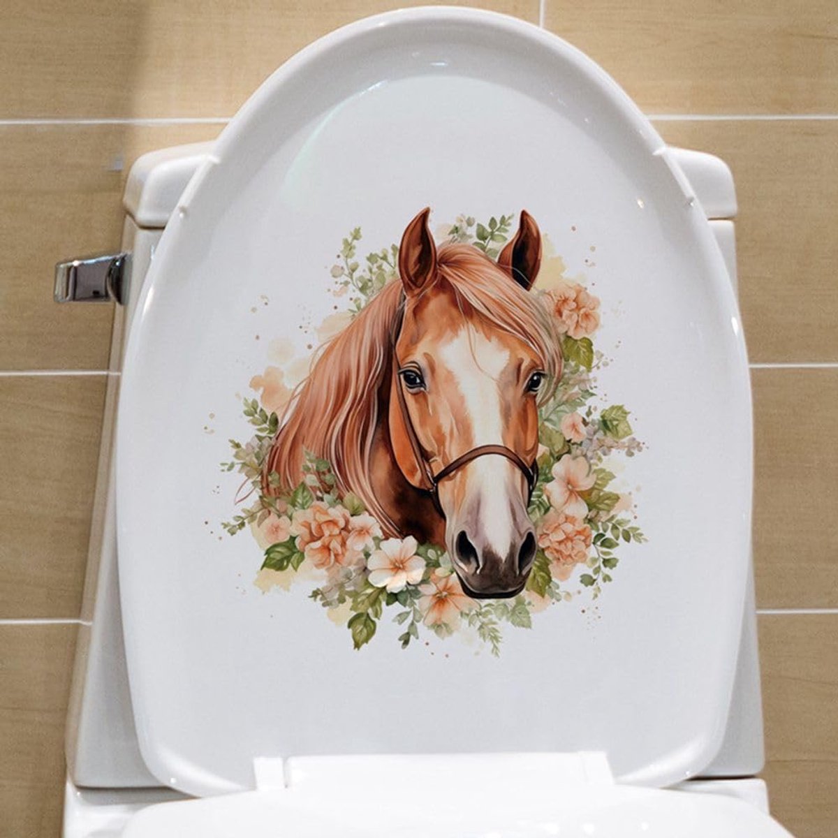 Paardenkop 27 cm paardenogen als toiletdeksel sticker muursticker keuken badkamer meubels deur koelkaststicker deksel toiletdeksel sticker