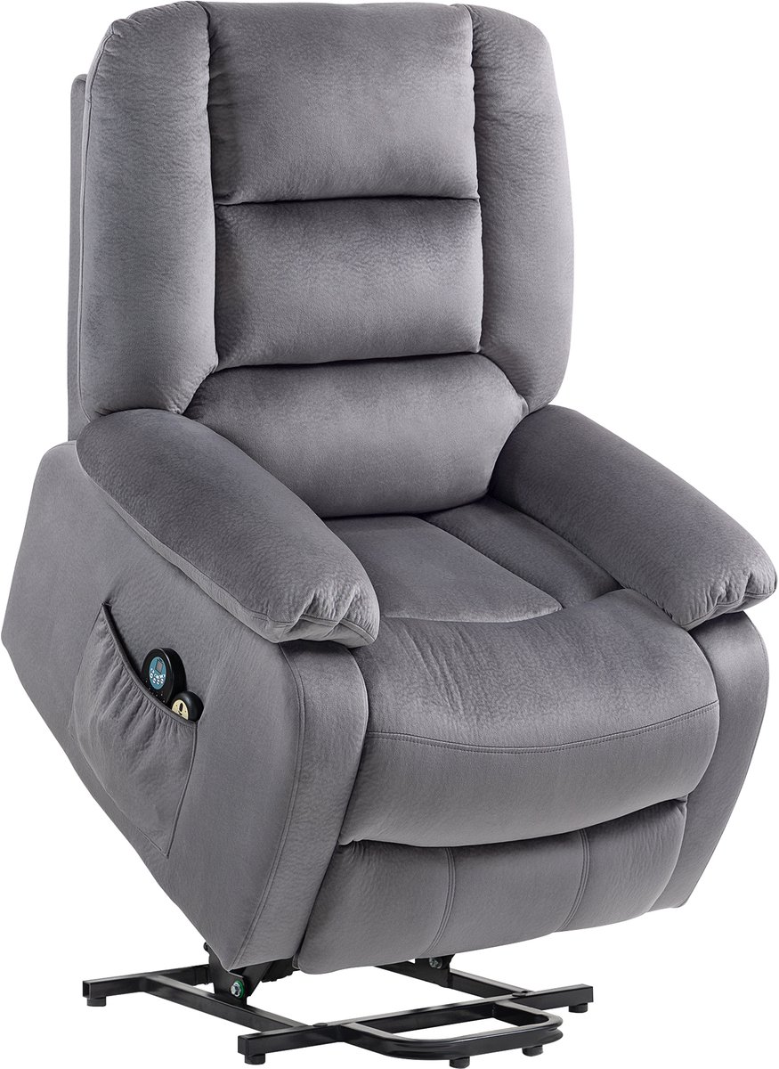 Homona Sta-opfauteuil met massage- en warmtefunctie - Met afstandsbediening - 90 x 93 x 110 cm - Donkergrijs
