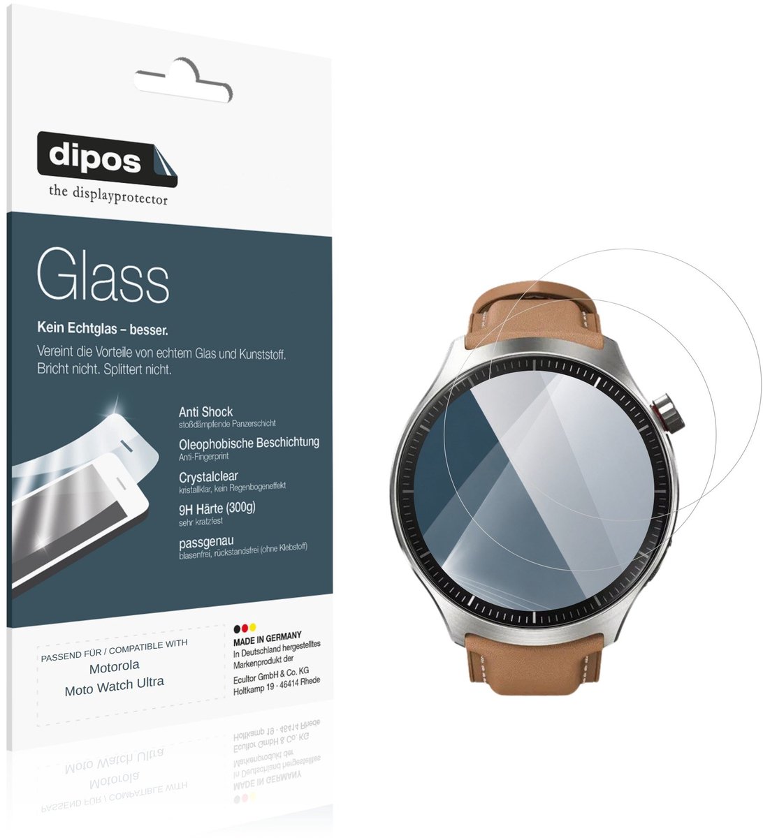 dipos – 2x Pantserfolie geschikt voor Motorola Moto Watch Ultra | 9H Screenprotector