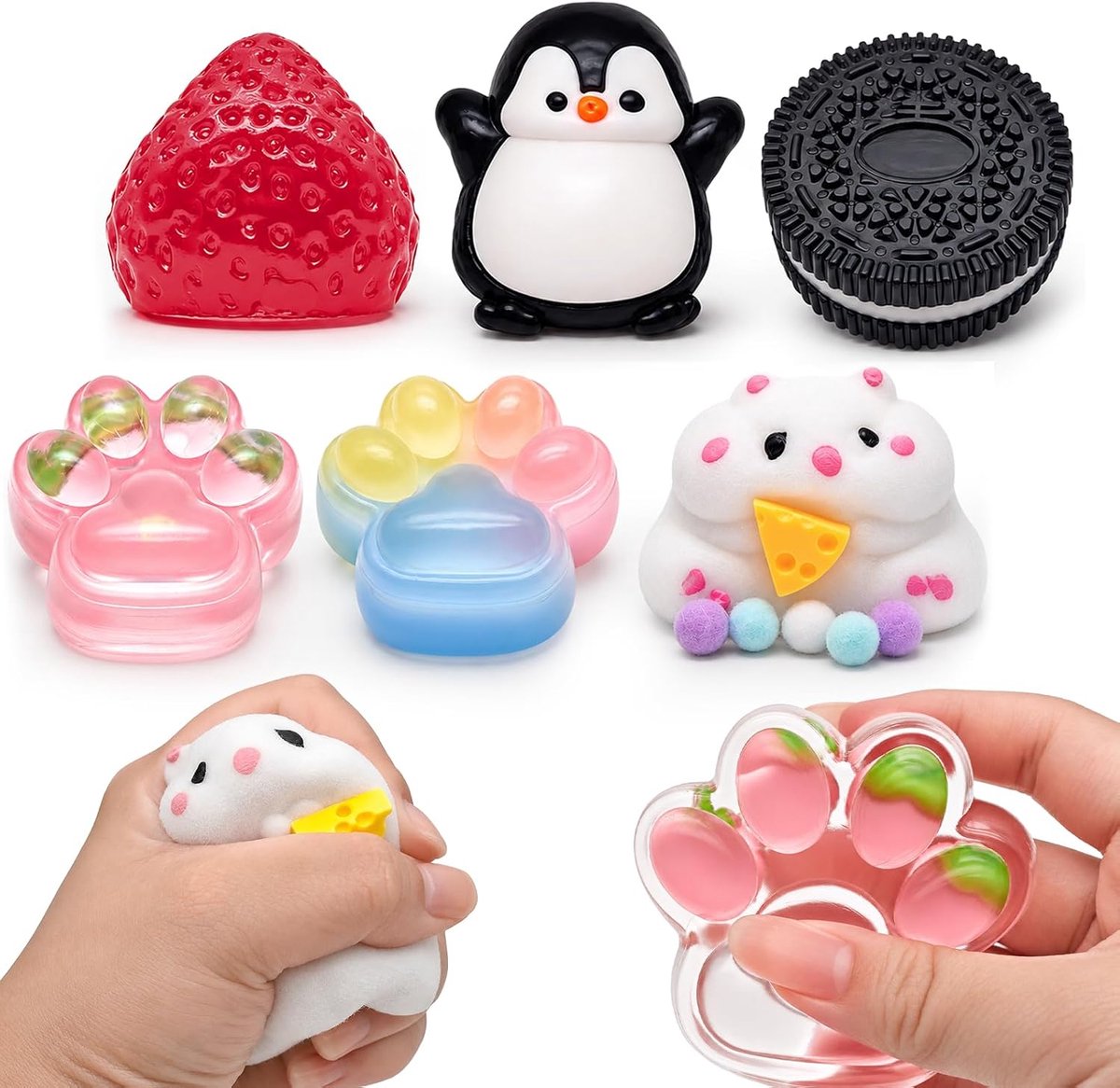 Set van 6 Fufu-squishies,Taba-squishyset,grote plakkerige Taba-squishy (grun)