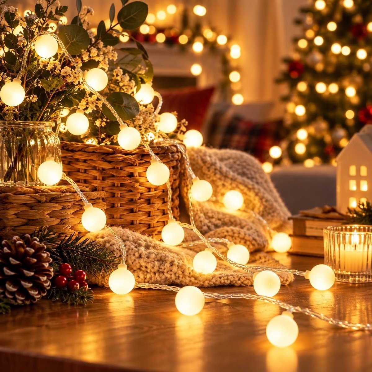 40 Meter LED Sfeerverlichting voor Binnen en Buiten - Warm Wit, USB Aansluiting, IP42, Perfect voor Kerst en Tuin Decoratie