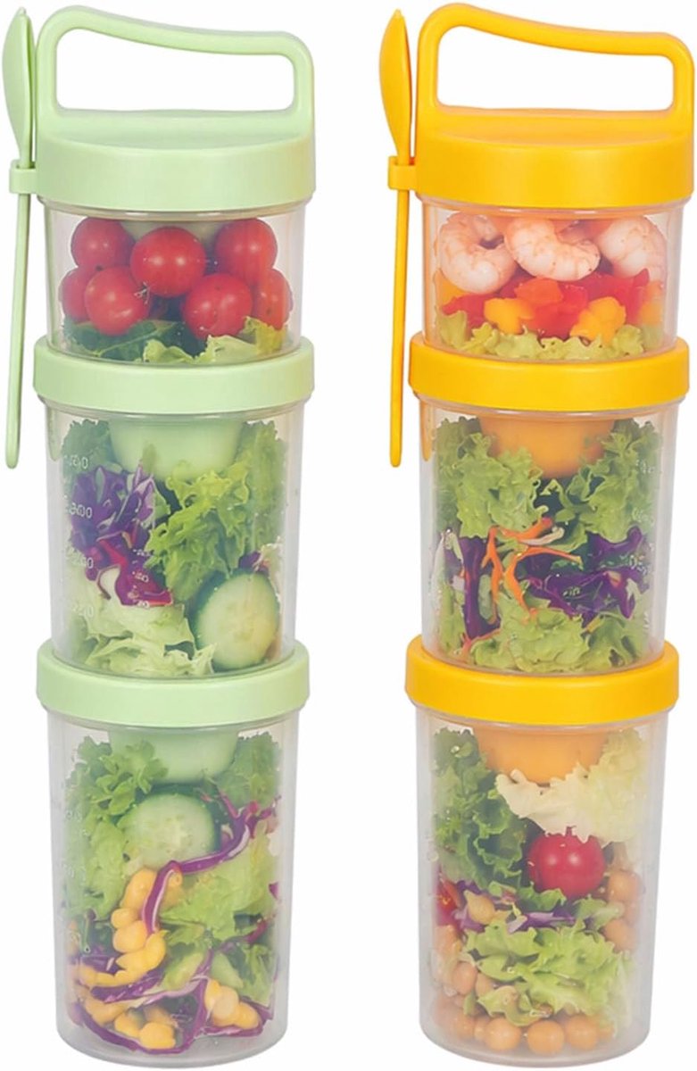 To Go, slabeker, stapelbaar met handvat en lepelset