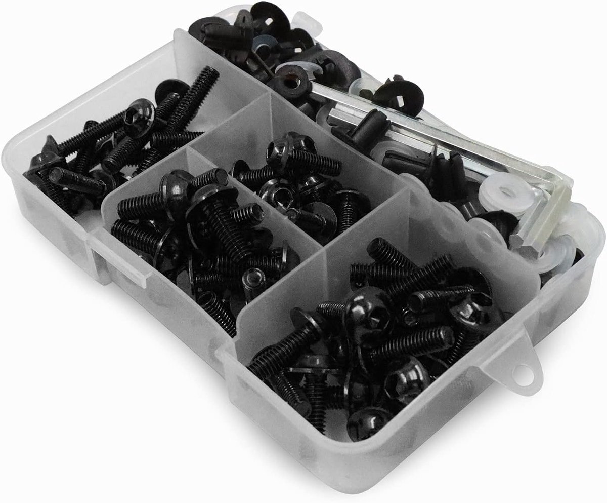 Geschikt voor yamaha honda kawasaki suzuki BMW motorkap boutkit schroefbevestiging universele motorkap boutkit metrische bout en moer kit, Black