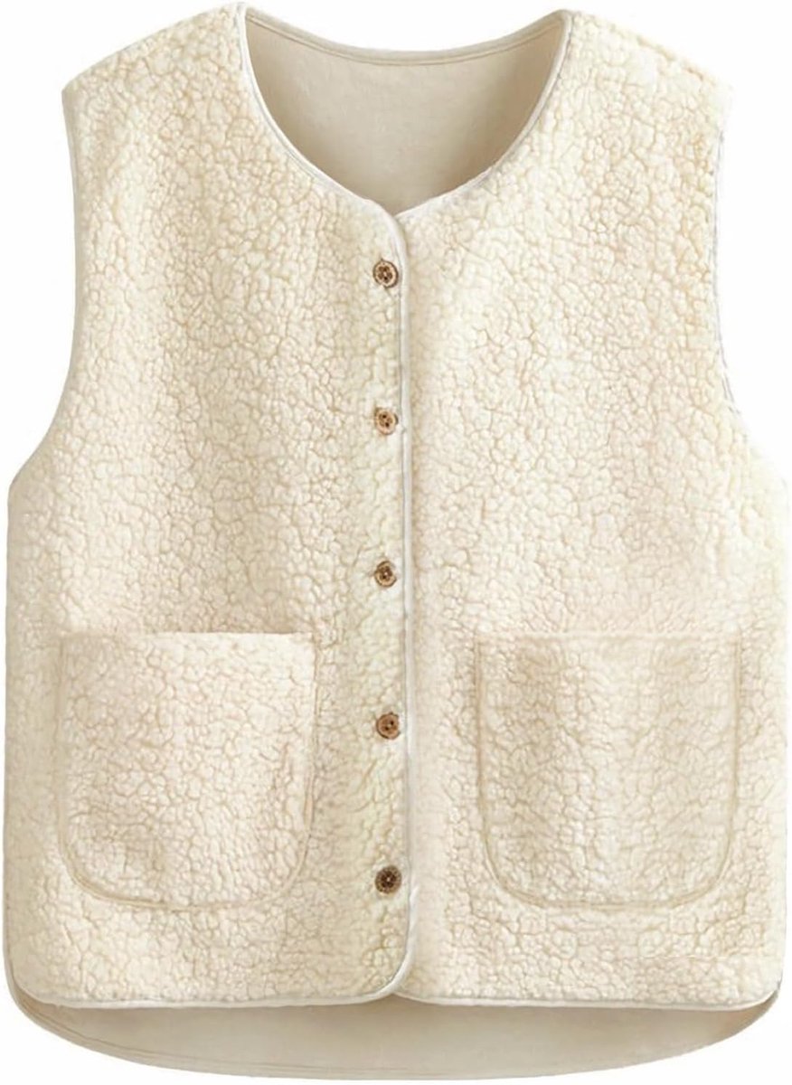 Fleece vest dames, herfst winter warm, teddyvest dames, mouwloos fleece vest dames, teddyvest outwear thermovest