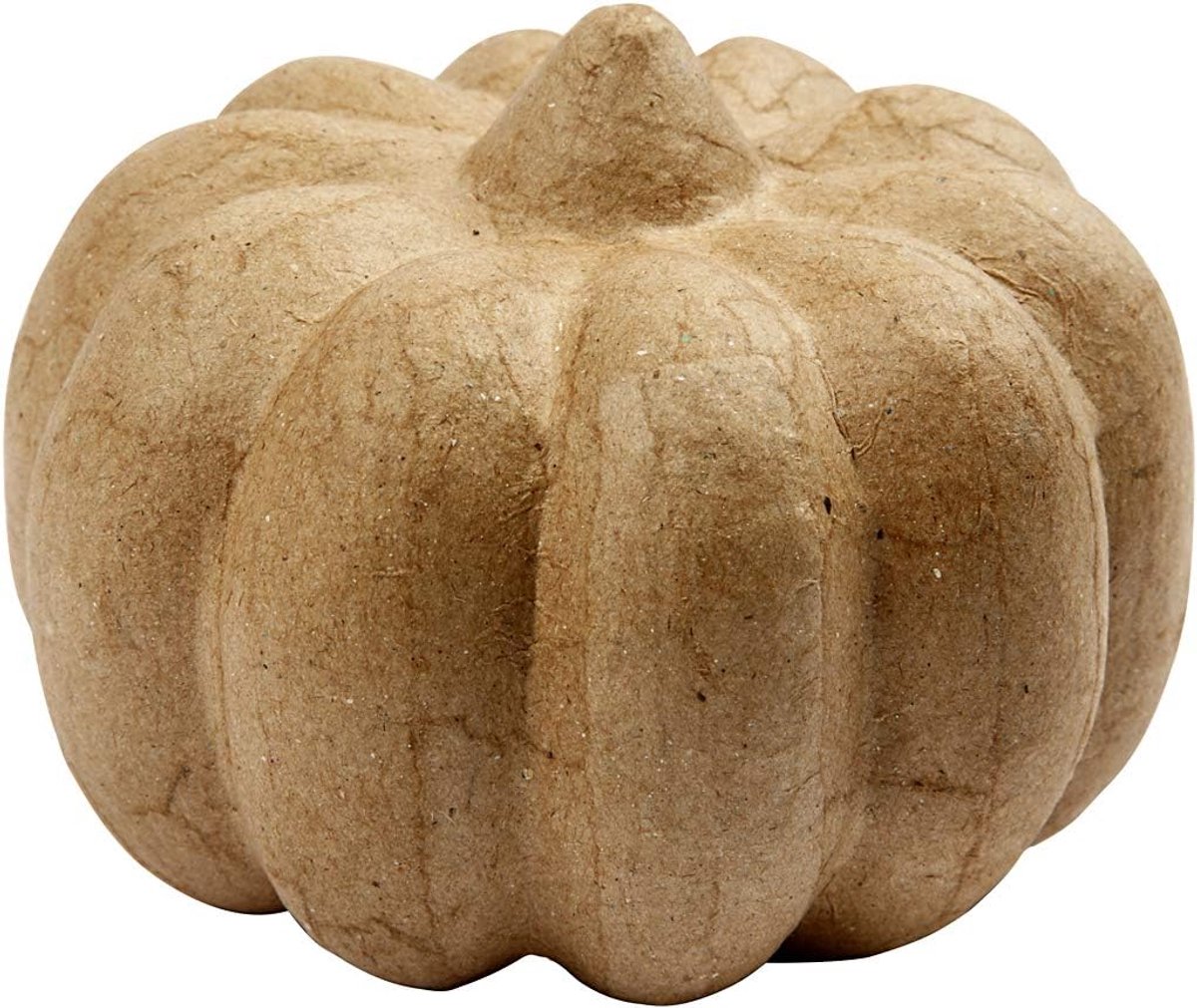 Papieren Mache Pompoen 9 x 13 cm, bruin