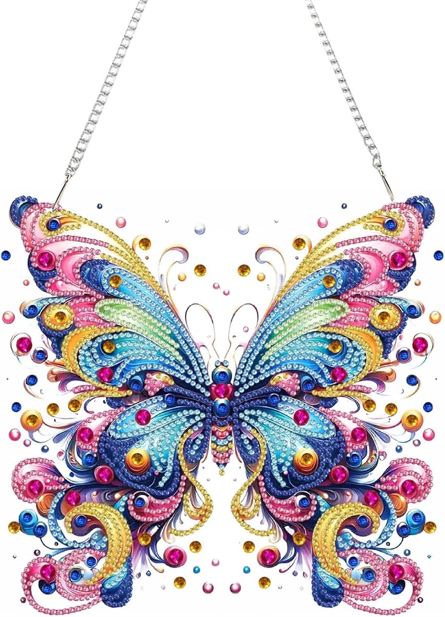 Doe-het-zelf diamantschilderset om op te hangen, roze vlinder, speciale kristallen edelsteenschilderset, modieuze decoratie