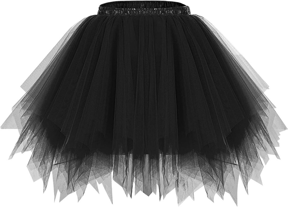 Tule rok voor dames, petticoat, onderrok, kort, tutu, ballet, jaren '50, rockabilly, carnavalskostuum, crinoline