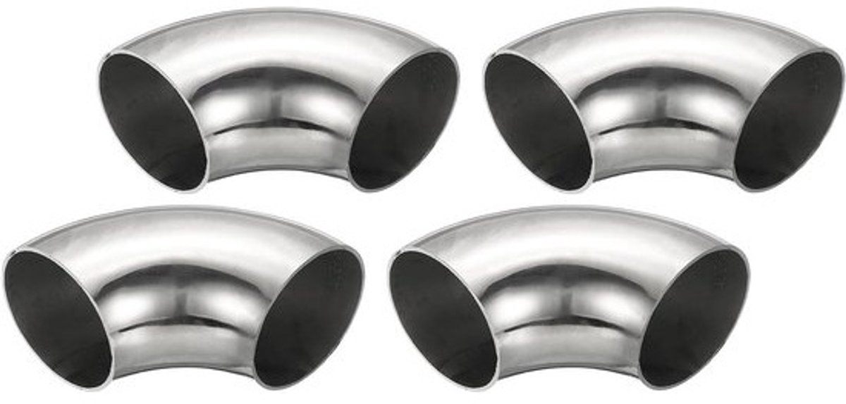 4 stuks RVS 90 graden bochten voor uitlaatpijp - 51mm OD - auto, HVAC en trapleuning