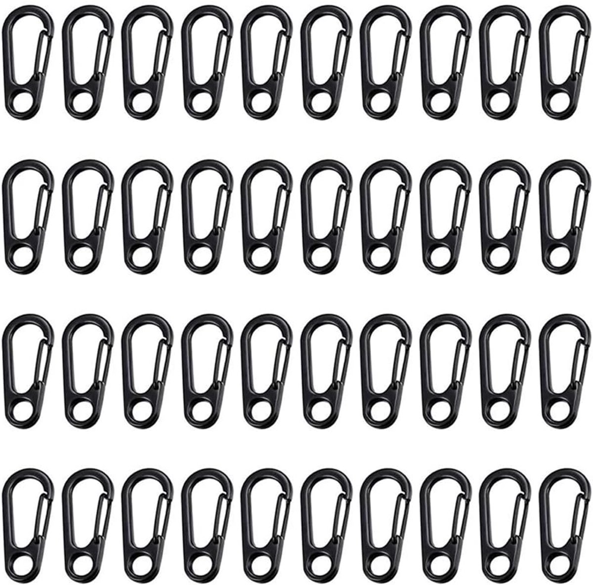 40 stuks mini-karabijnhaken, veer, rugzak, sluitingen, veer, karabijnhaak, klimmen, snappen, karabijnhaken, kleine Sf karabijnhaak, lente, snap, sleutelhanger, haken, voor buiten, zwart