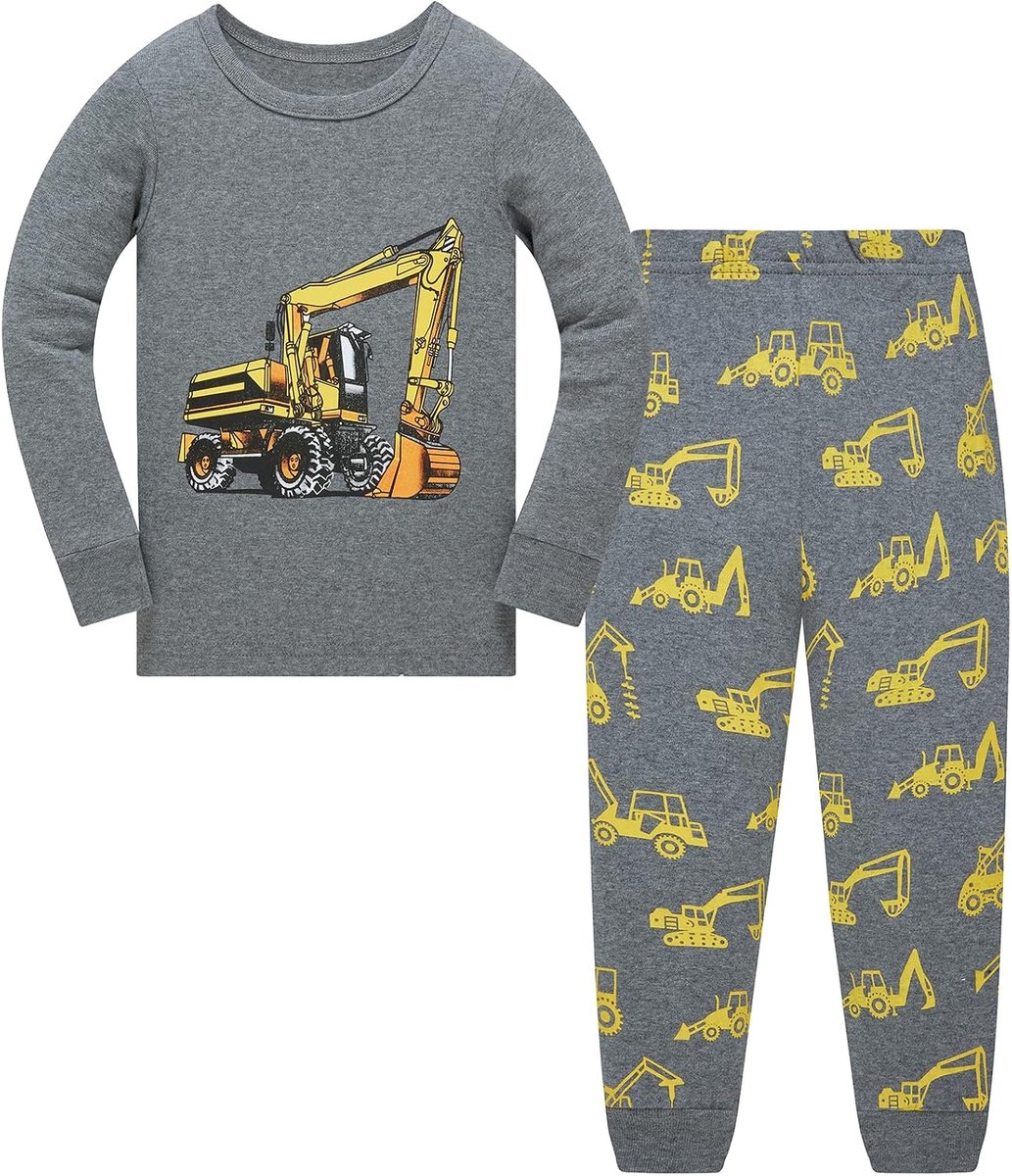 Pyjama voor jongens, dinosaurus, lang, katoen, pyjamasets, tweedelig, voor kinderen en jongeren van 1-12 jaar
