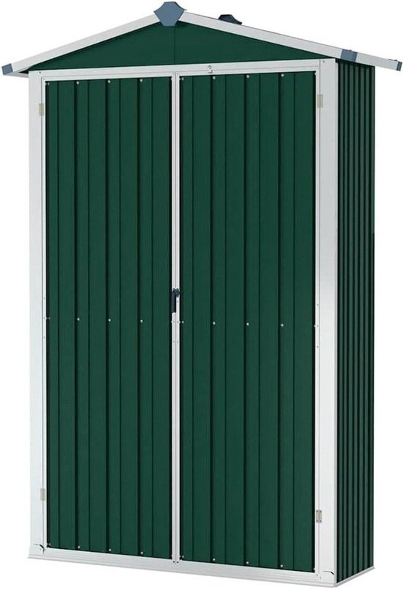 Gereedschapsschuur - Metalen tuinhuis - Voor tuinopslag - Ventilatiesleuven - 116 x 45 x 175 cm - Groen