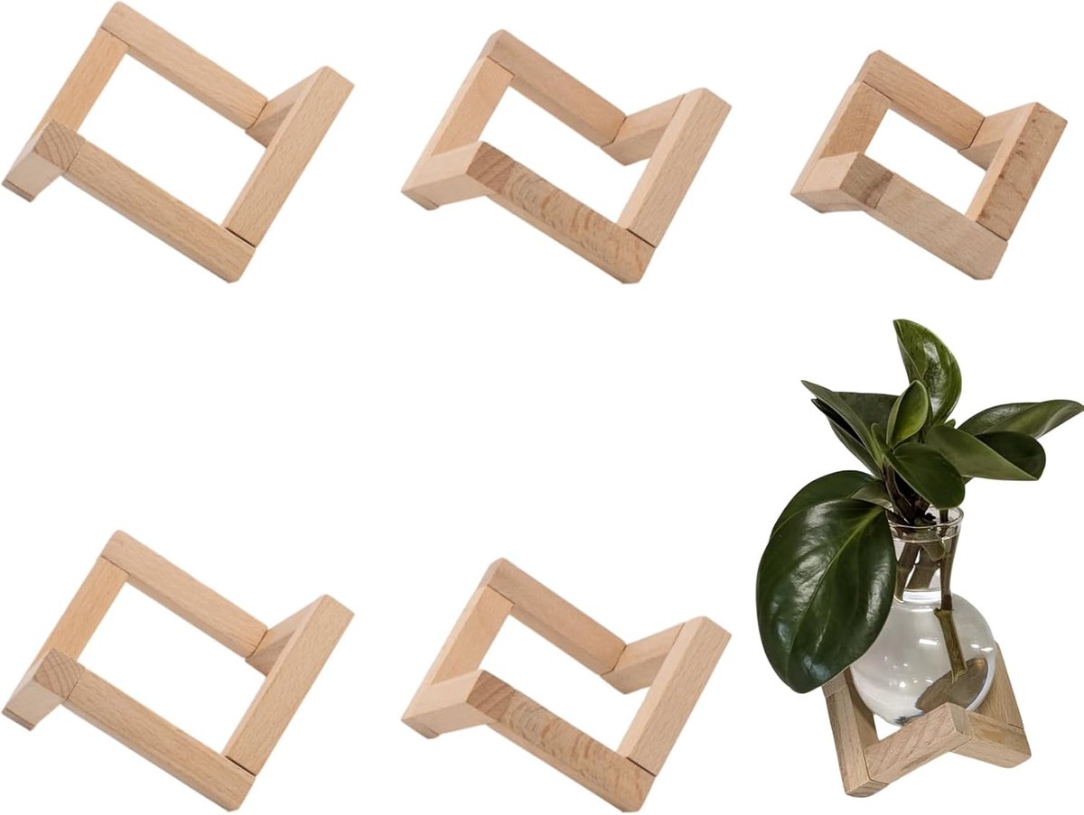 6 stuks plantenstandaard houten standaard voor hydrocultuur