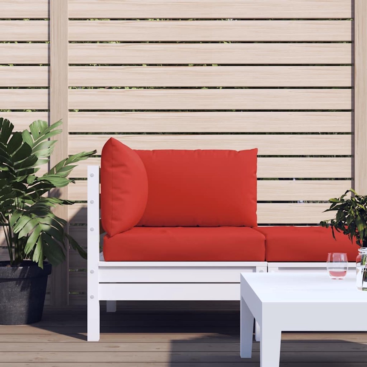 3-delig. Rood van Oxford-weefsel, waterafstotend en kreukbestendig, gevuld met holle en schuimvezels voor comfortabel zitcomfort, ideaal voor tuinmeubelen