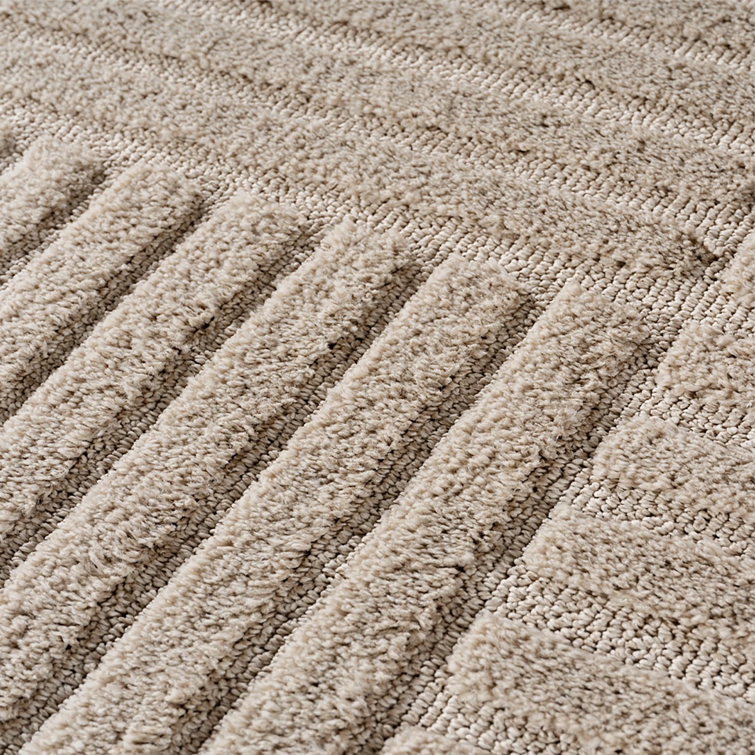 Moonay Kiyaro Kubo Vloerkleed Beige 160 x 230 cm - Japandi Scandinavisch - Geometrische Strepen - Hoog- en Laagpolig 3D