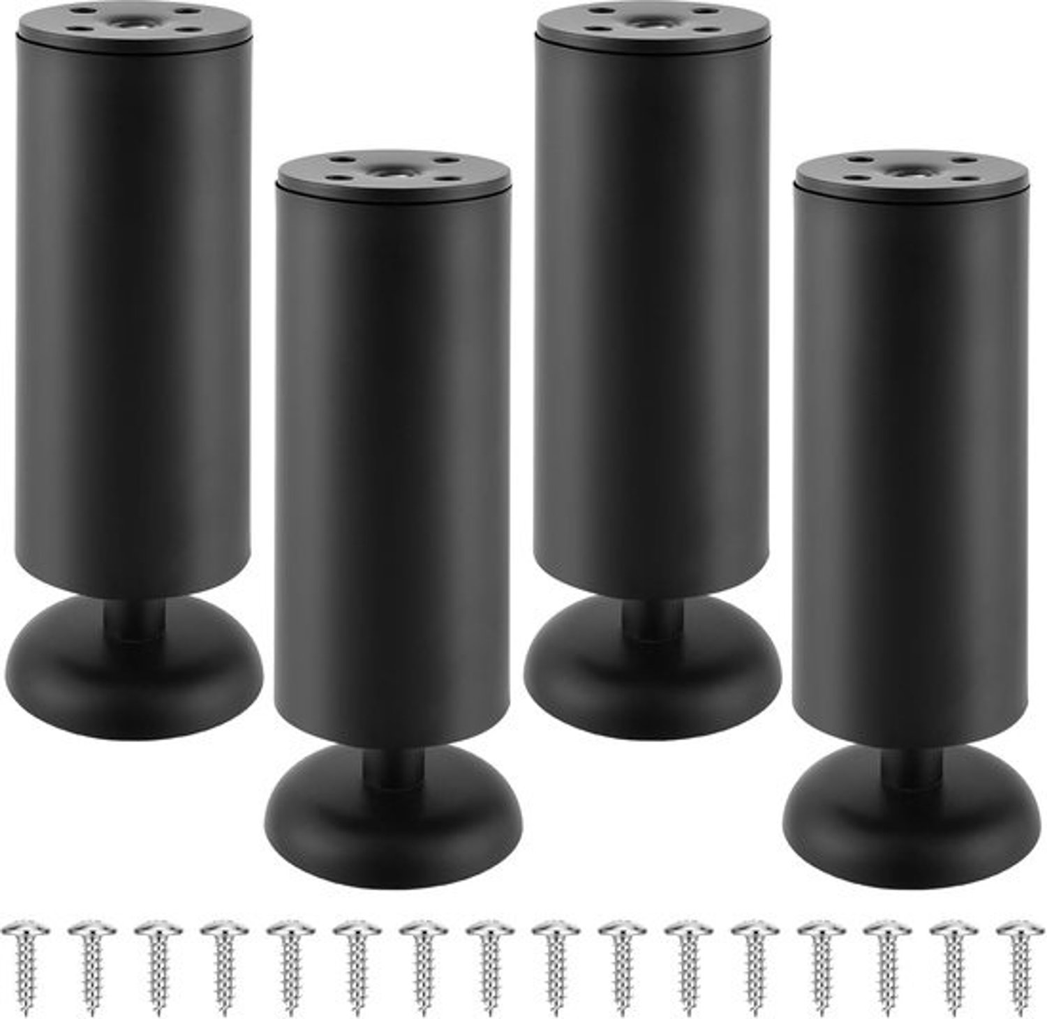 Set meubelpoten - Bank- en tafelpoten - Voor stabiele meubels - Verstelbaar RVS - 15 cm hoog - Zwart