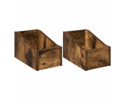 vidaXL - LP - Recorddoos - 2 - st - Gerookt - eiken - 18 - x - 32 - x - 18 - cm - Bewerkt - hout