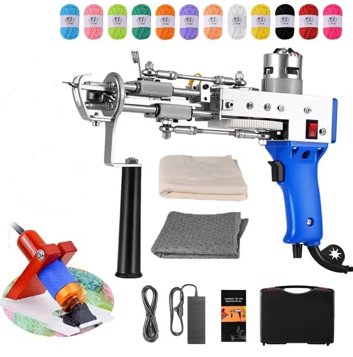 Tapijttuftpistool Elektrisch - Instelbare Snelheid 5-40 Steek/Sec - 70 W Vermogen - Handheld - Voor Doe-Het-Zelf Klussen