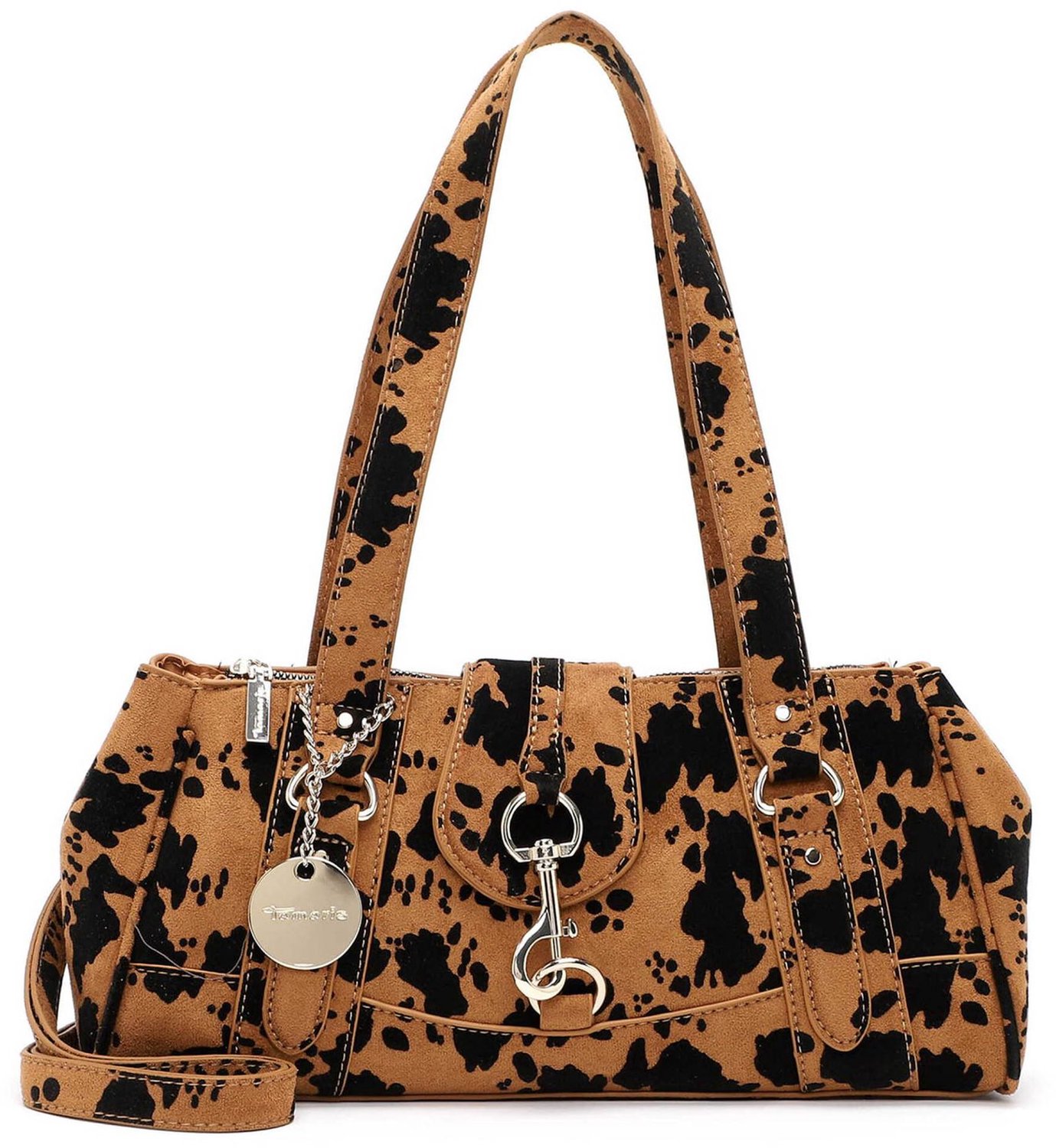 Tamaris schoudertas Marina Suede Cityshopper Cognac / Black Lichtbruin