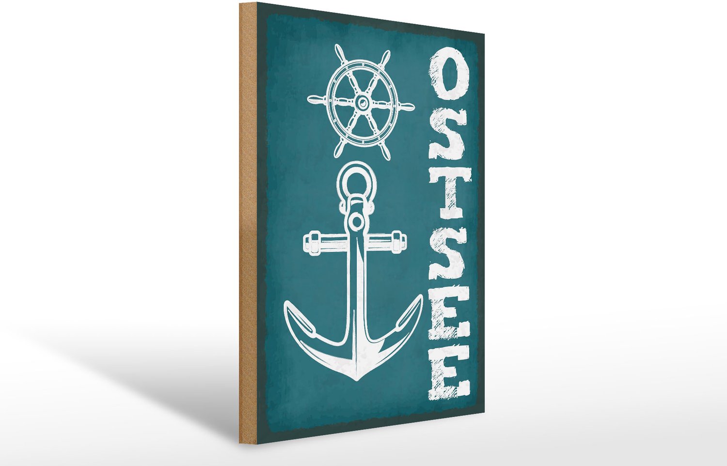 Femer Holzschild Hinweis 30x40cm Ostsee Anker See Schiff türkise