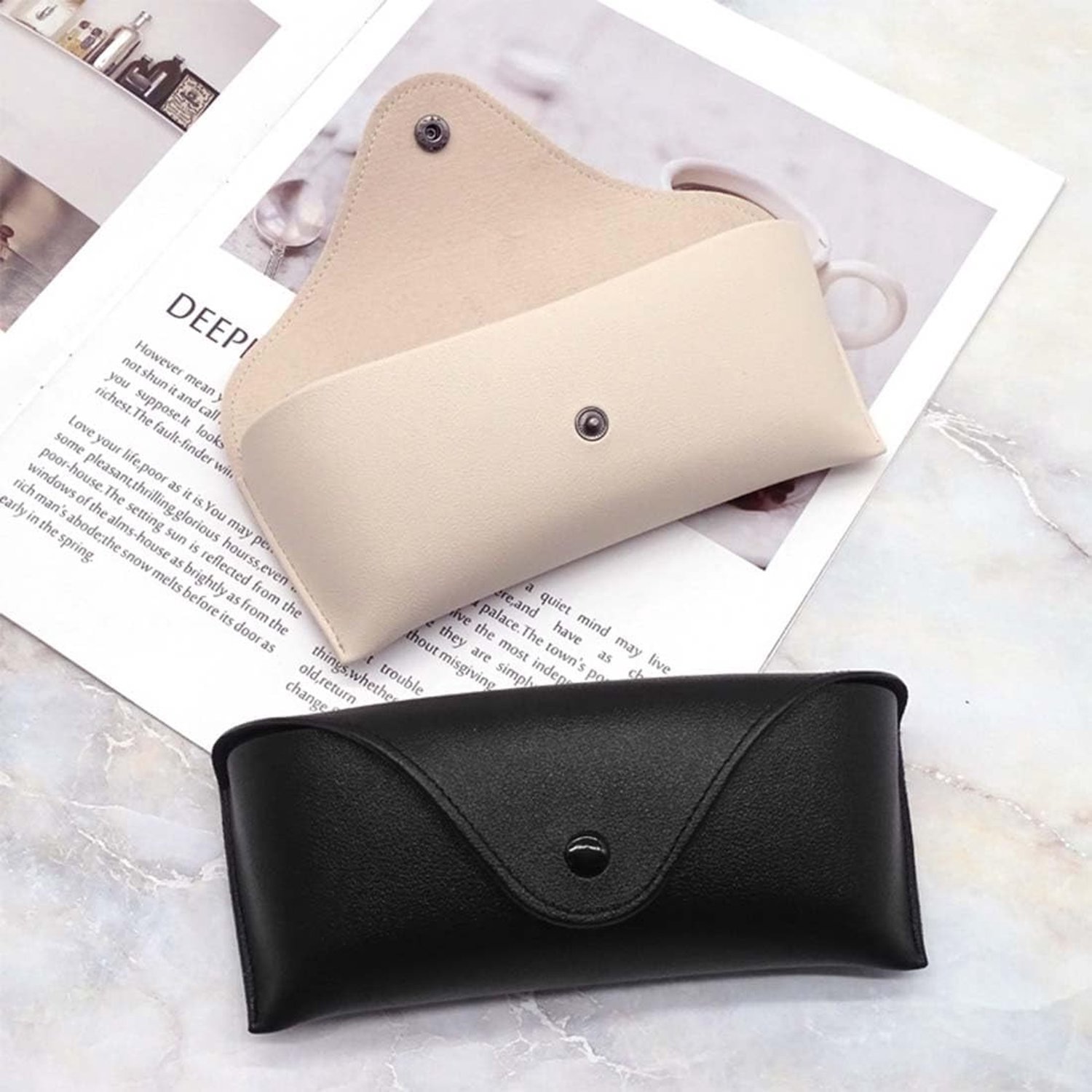 2 Stuks Zachte Brilhoezen, Draagbare Leren Reisbril Pouch, Handige Tas voor Zonnebrillen en Optische Brillen voor Dames en Heren