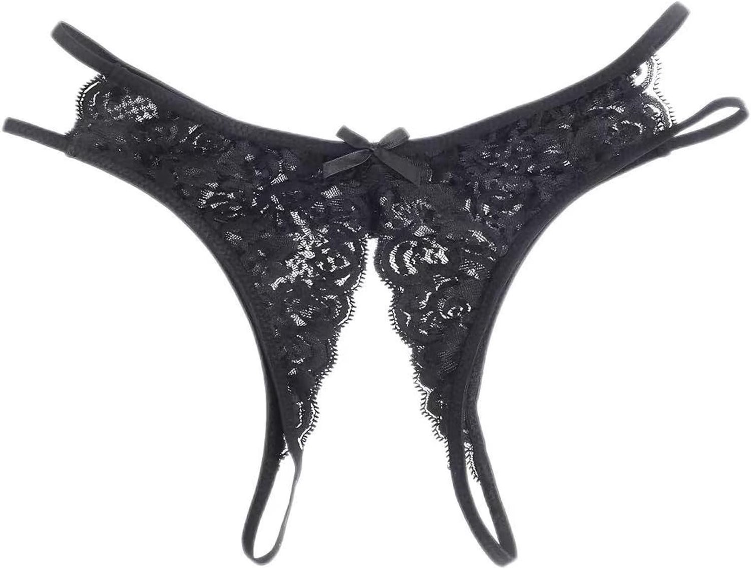 Zwarte erotische onderbroek voor dames, open kruis tanga, sexy lingerie en kanten string voor een verleidelijke look
