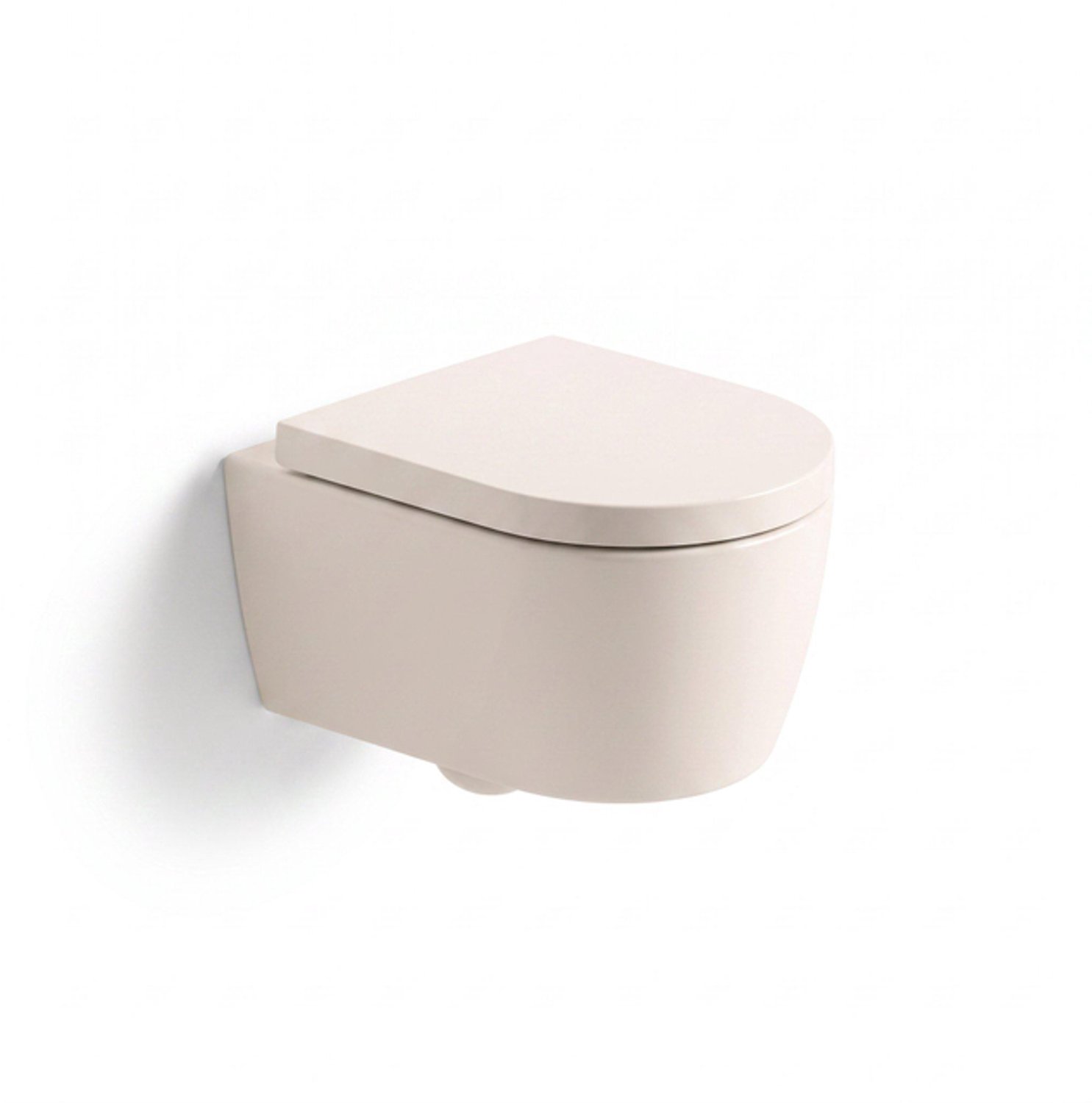 QeramiQ Dely Swirl hangtoilet – spoelrandloos – diepte 53 cm – met 35 mm softclose zitting – mat linnen