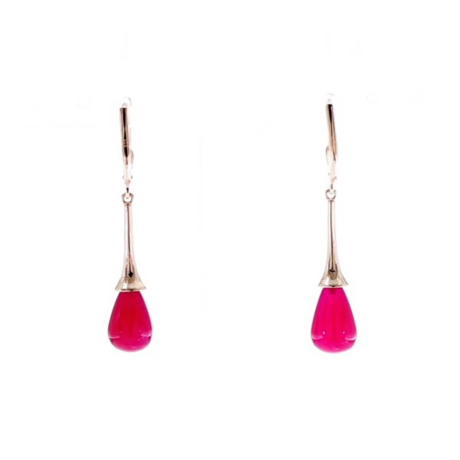 Cavill - 9 Ct Rode Chalcedoon Oorbellen - 925 Sterling Zilver - Roségoudverguld - Briolette Cabochon - Elegante Dames Oorbellen