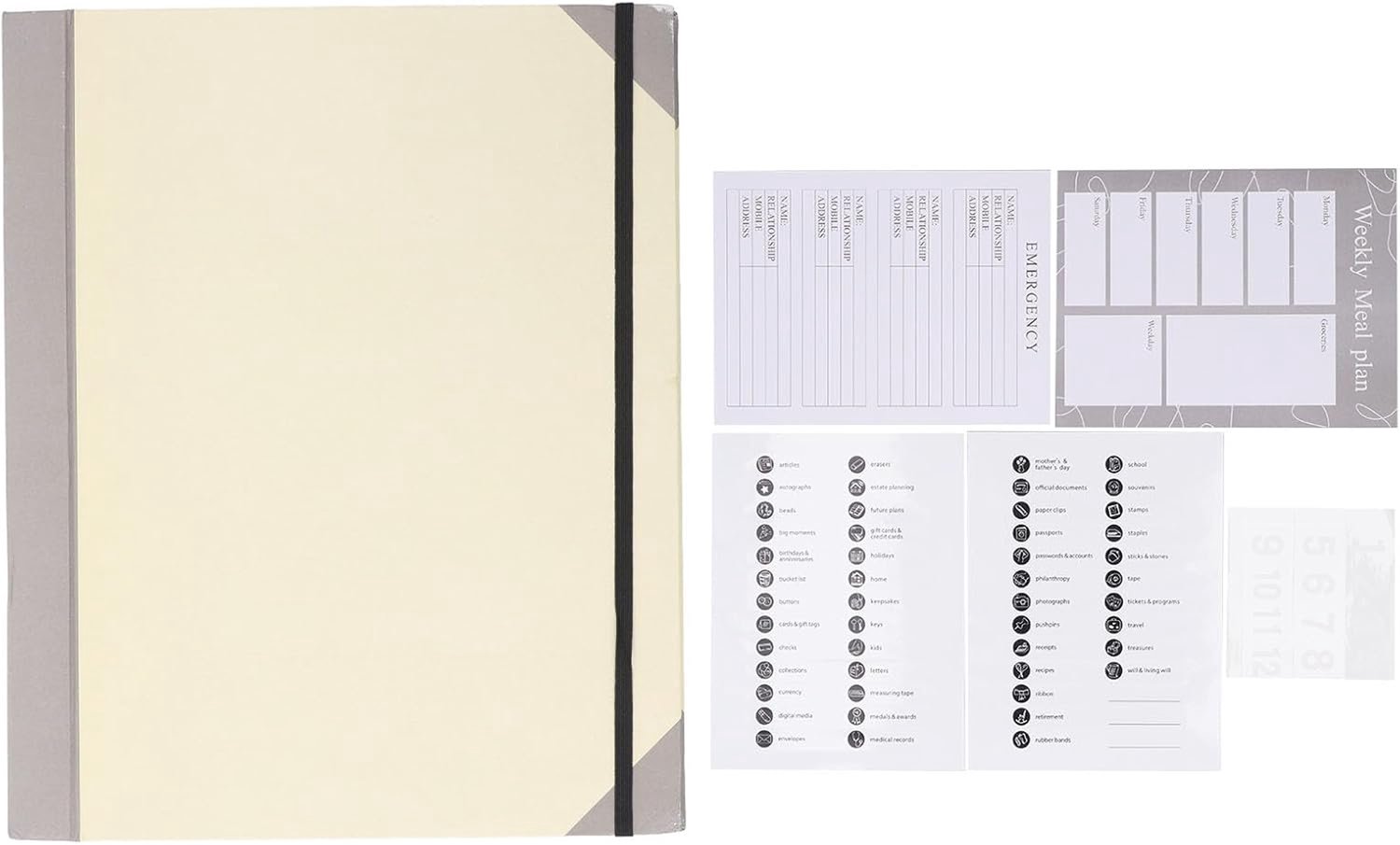 Famanu - Dokumenten Organizer Folio - veilige opbergruimte voor documenten - duurzaam PU synthetisch materiaal - beige