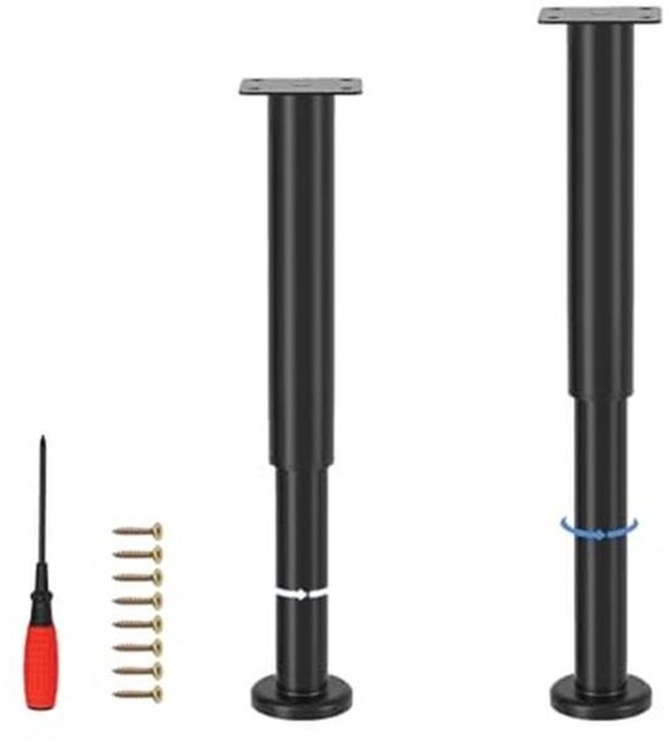 Verstelbare meubelpoten - voor bank, tafel en stoel - Laadvermogen 800 kg - Set van 2 - zwart - 25-43 cm
