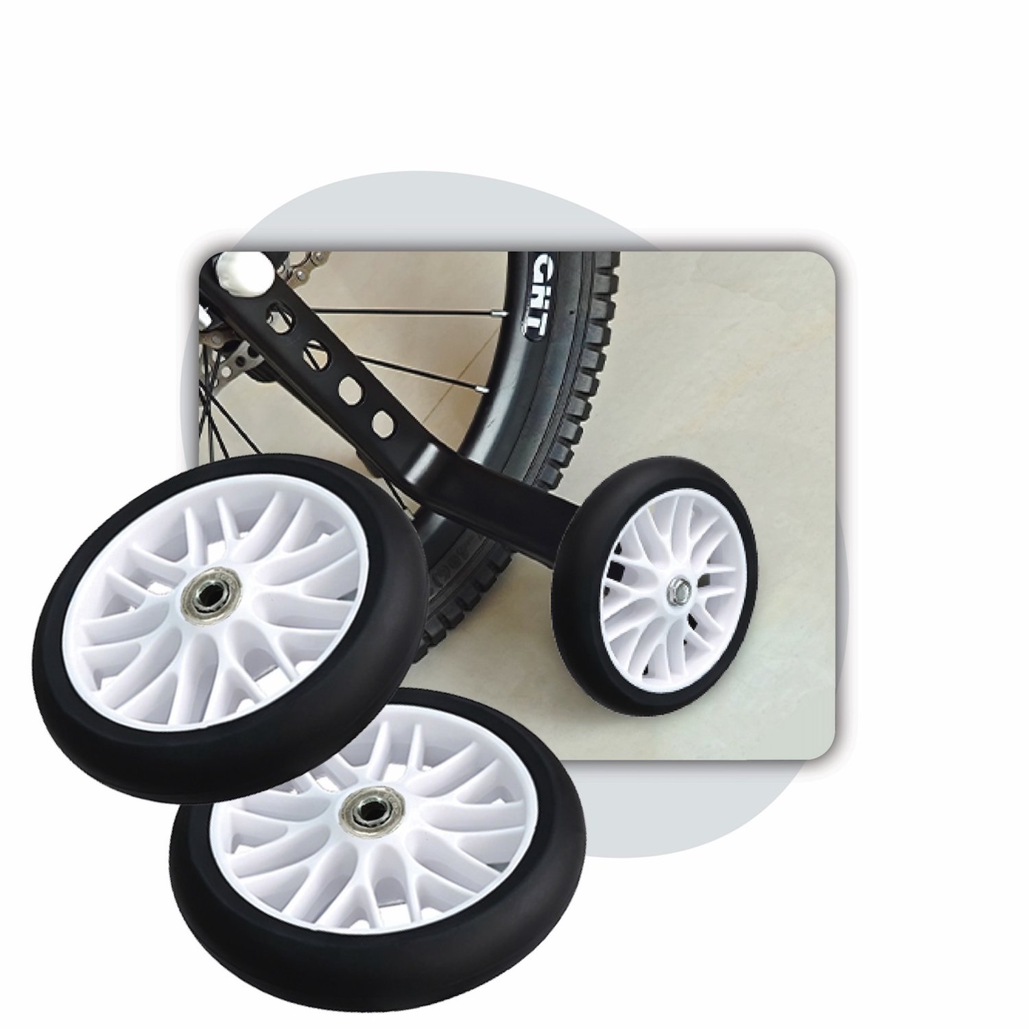Voltano Zijwieltjes Strong - Wit - 12-20 Inch - Verstevigd Staal - Zijwielen Voor Kinderfiets