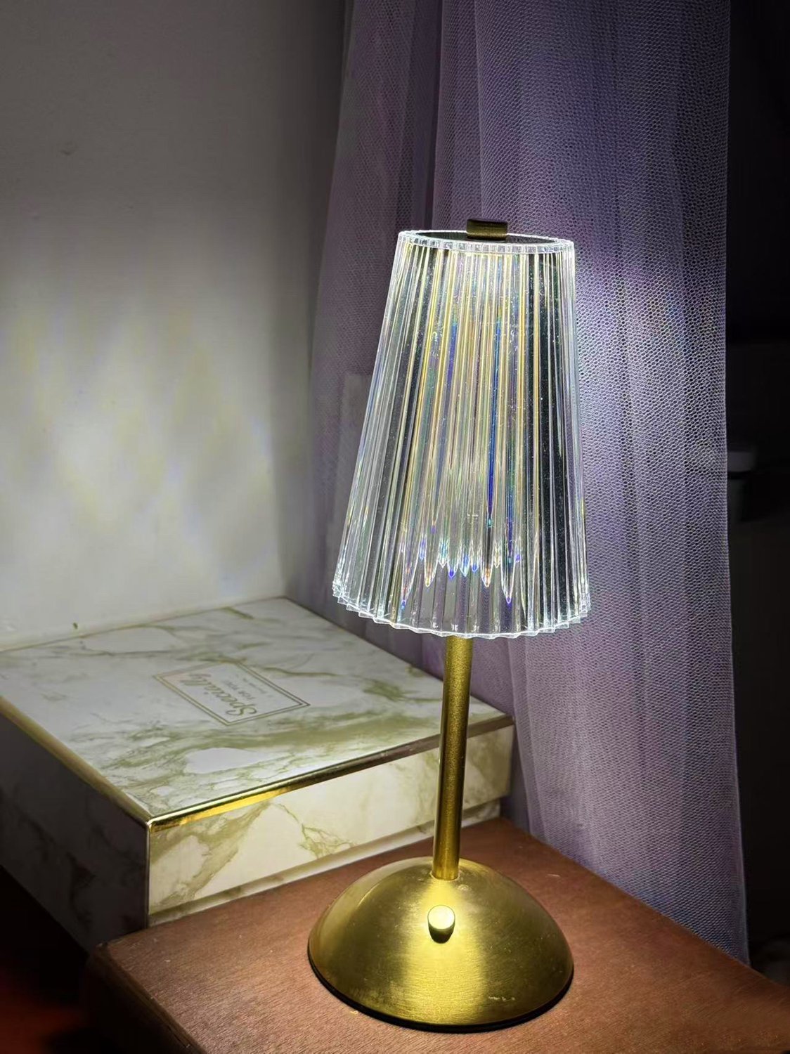 YAGXIG Draadloze Bureaulamp/Nachtlamp - LED Touch - Dimbaar - Kristallen Lamp - met USB - 3 Kleuren - 1200mAh - Geschikt voor Woonkamer en Slaapkamer