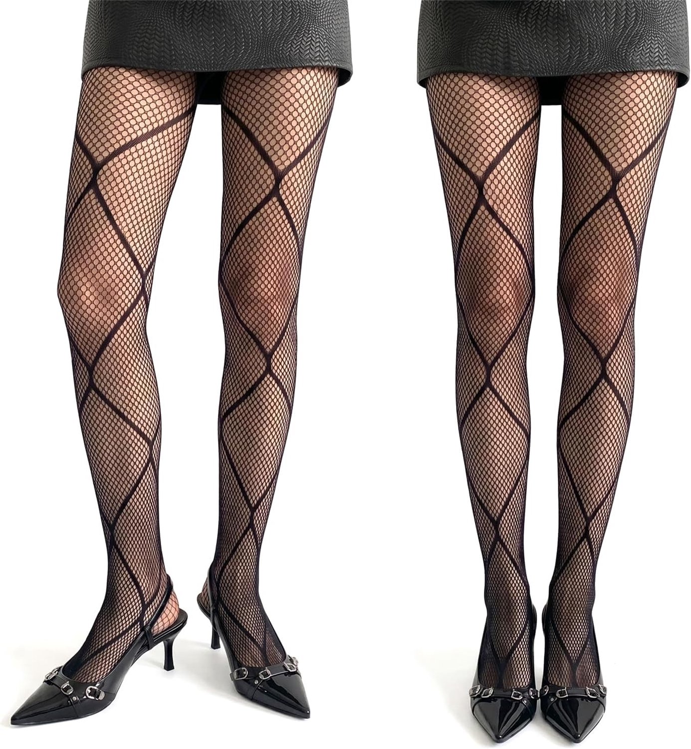 Lace Fishnet Kousen met Bloemenpatroon - 2 Paar Zwarte Damespanty's voor Fashion en Comfort