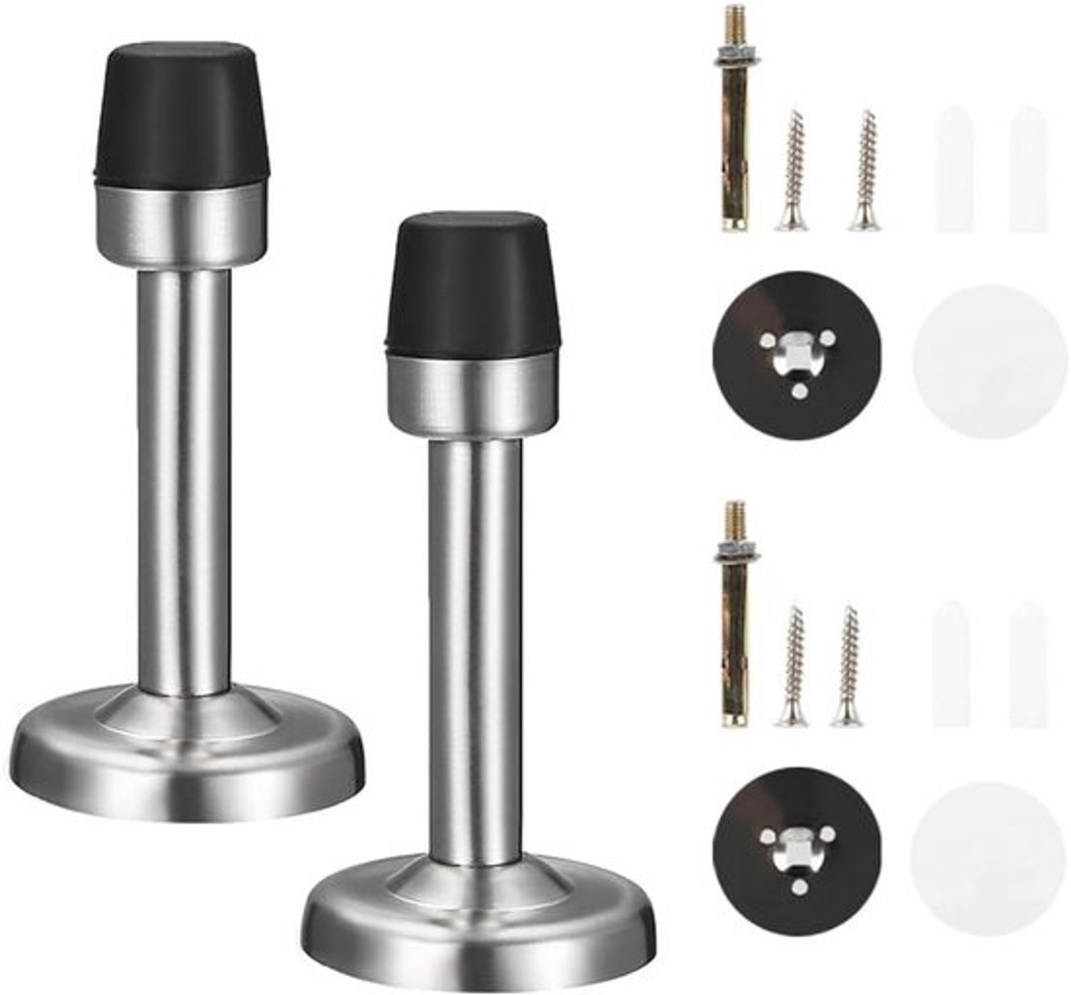 Deurstoppers - Met rubberen bufferbumper - Geluidsdemping en wandbescherming - 2 stuks