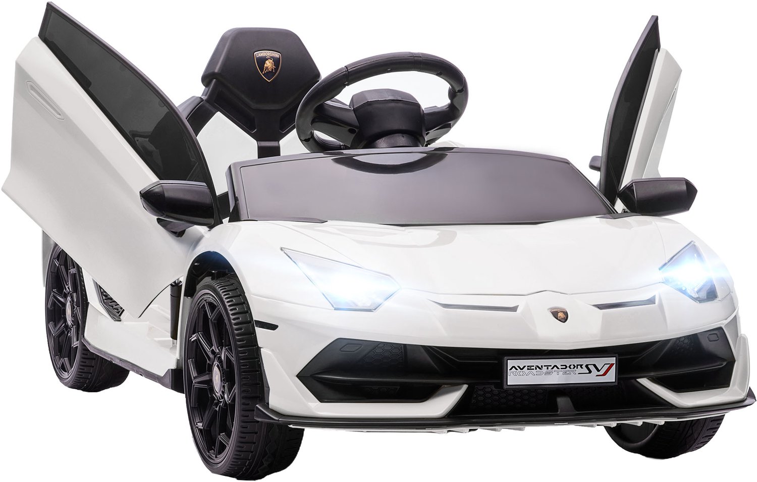 Homona Elektrische kinderauto Lamborghini Aventador - Met afstandsbediening en muziek - 107,5 x 64,5 x 47 cm - Wit