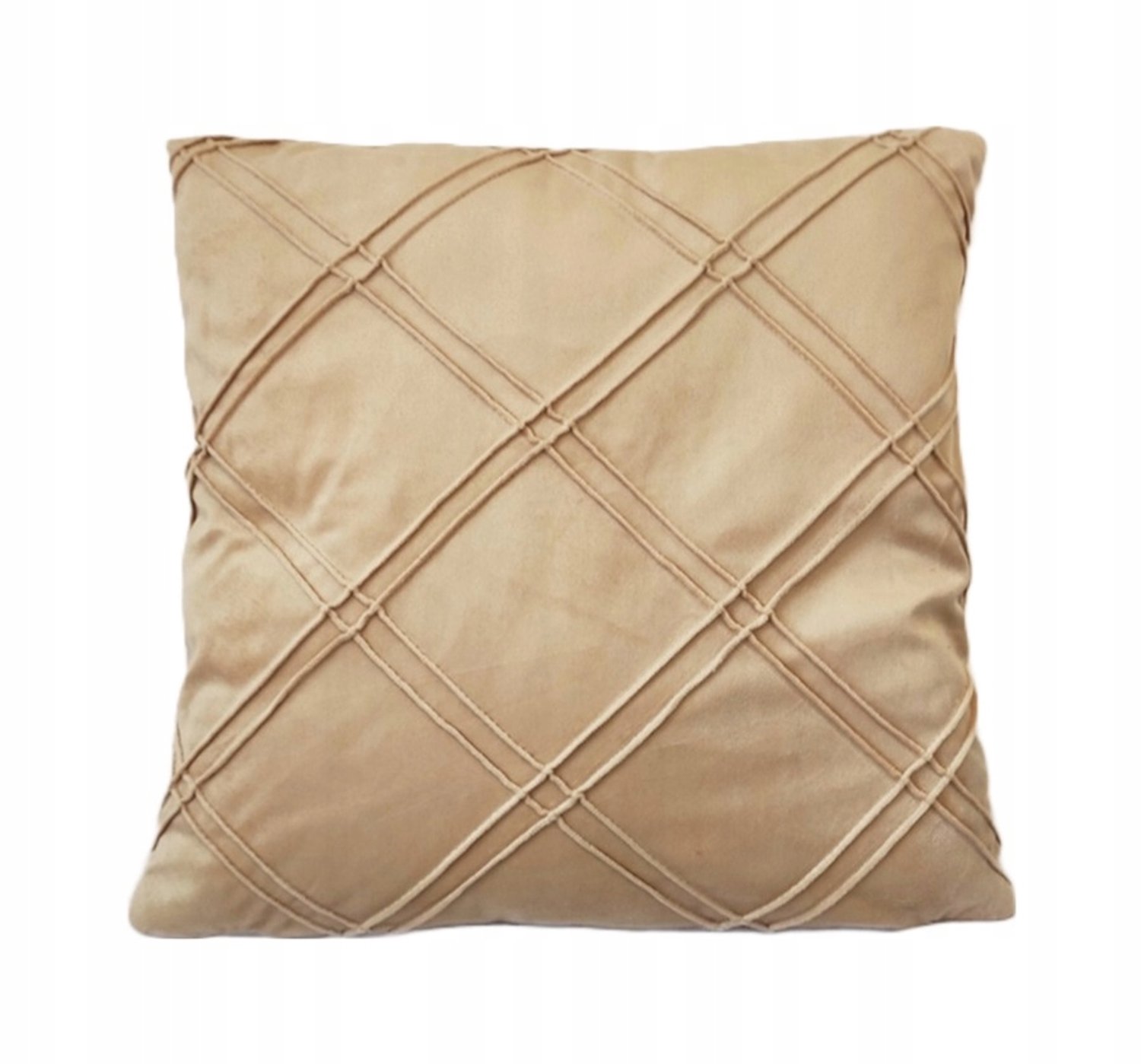 Decoratieve Kussenhoes 45x45 cm Beige Velours met 3D Ruit