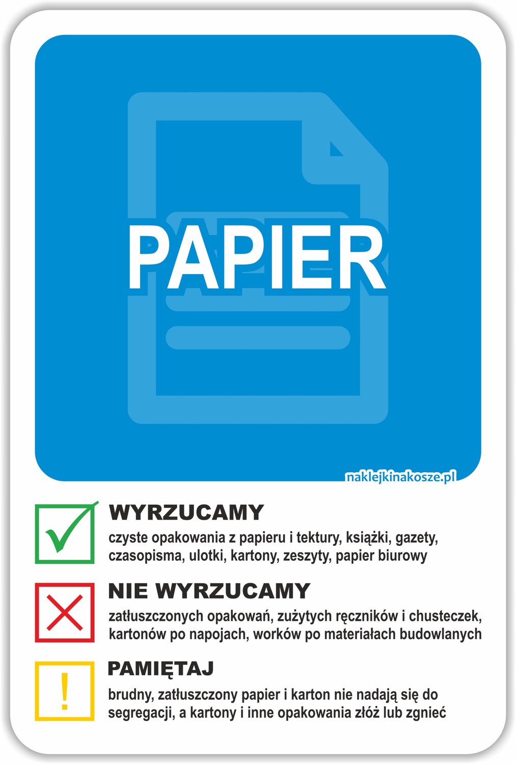 Afvalscheiding Sticker Papier 30cm - Hoge Kwaliteit & Weerbestendig