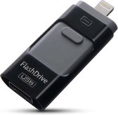 WiseGoods USB Stick voor iPhone 64GB - 3-in-1 Flashdrive met Lightning, Micro USB en USB-A - Geheugenstick voor Foto's en Bestanden Overzetten - Zwart