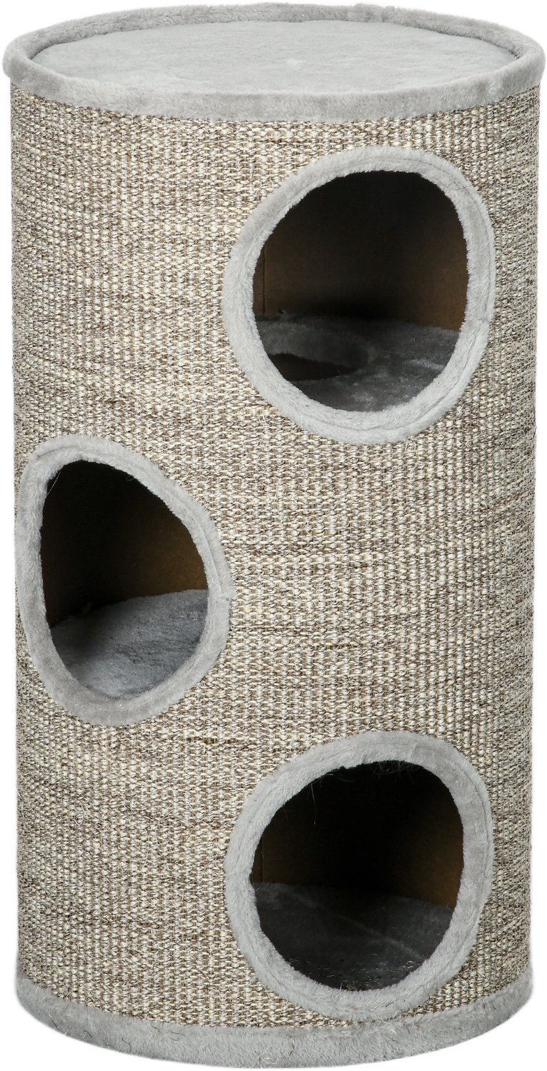 Pawona Krabton met 3 niveaus en sisal krabmat - Ø38 x 70 cm - Lichtgrijs