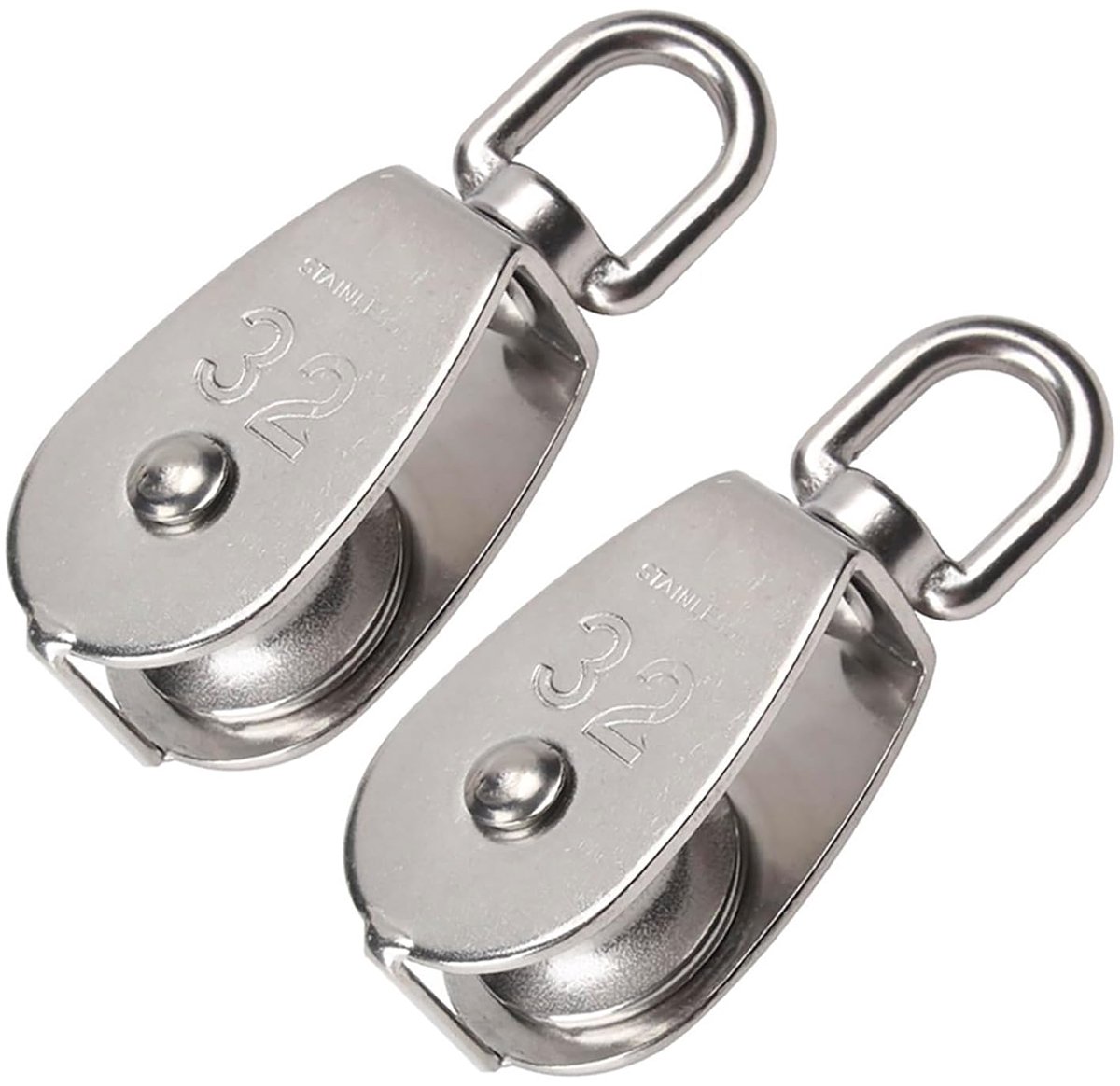 M32 Enkele Katrol - Roestvrijstaal 304 - Hijskatrol - 2 Stuks - Zilver - 9.3*3.6*1.7cm